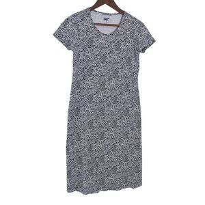 Lands End Short Sleeve Nightgown XS Navy Blue White Paisley 100% Cotton